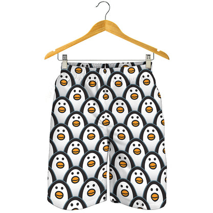 Cute Penguin Face Pattern Print Men's Shorts