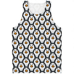 Cute Penguin Face Pattern Print Men's Tank Top