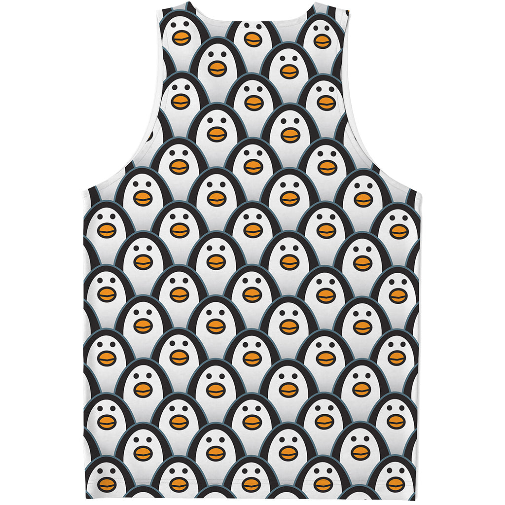 Cute Penguin Face Pattern Print Men's Tank Top