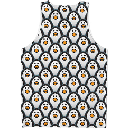 Cute Penguin Face Pattern Print Men's Tank Top