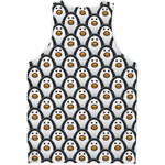 Cute Penguin Face Pattern Print Men's Tank Top
