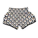 Cute Penguin Face Pattern Print Muay Thai Boxing Shorts
