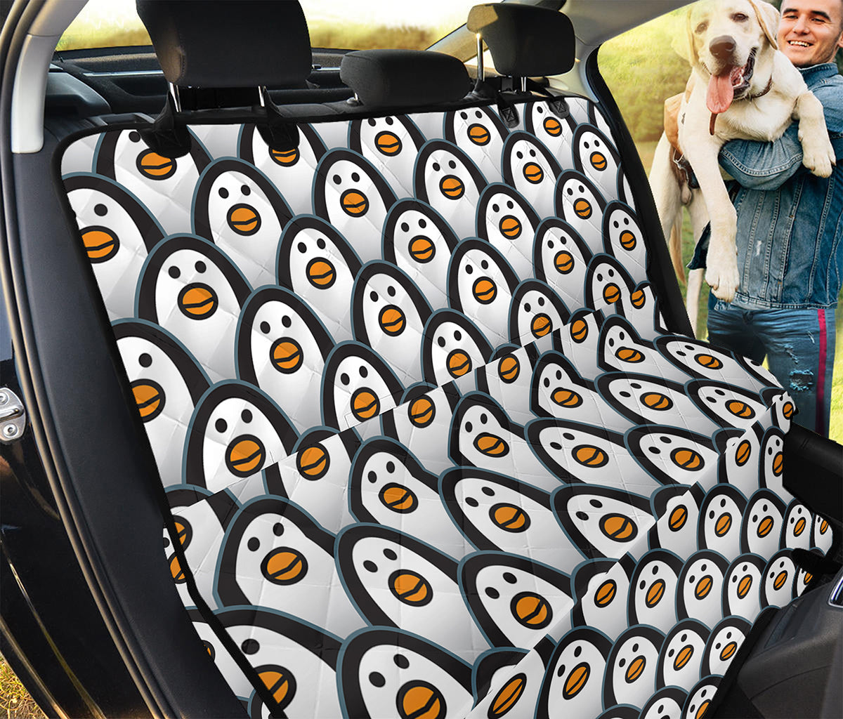 Cute Penguin Face Pattern Print Pet Car Back Seat Cover