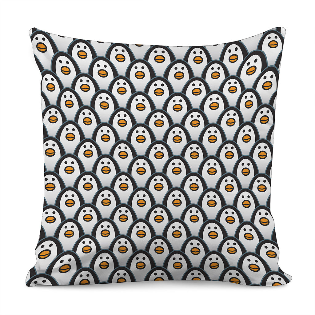 Cute Penguin Face Pattern Print Pillow Cover