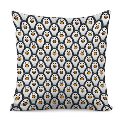 Cute Penguin Face Pattern Print Pillow Cover