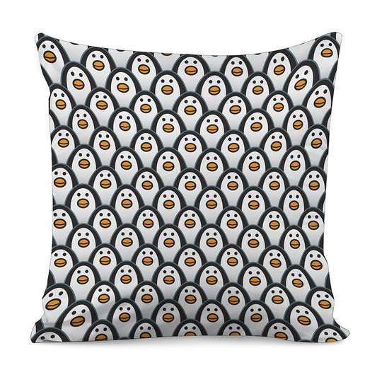 Cute Penguin Face Pattern Print Pillow Cover