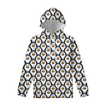 Cute Penguin Face Pattern Print Pullover Hoodie