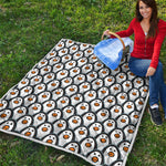 Cute Penguin Face Pattern Print Quilt