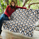 Cute Penguin Face Pattern Print Quilt