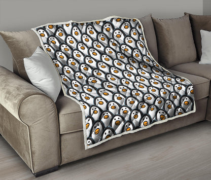 Cute Penguin Face Pattern Print Quilt