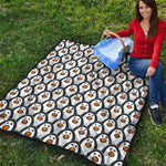 Cute Penguin Face Pattern Print Quilt