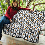 Cute Penguin Face Pattern Print Quilt