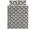 Cute Penguin Face Pattern Print Quilt Bed Set