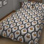 Cute Penguin Face Pattern Print Quilt Bed Set
