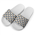 Cute Penguin Face Pattern Print White Slide Sandals