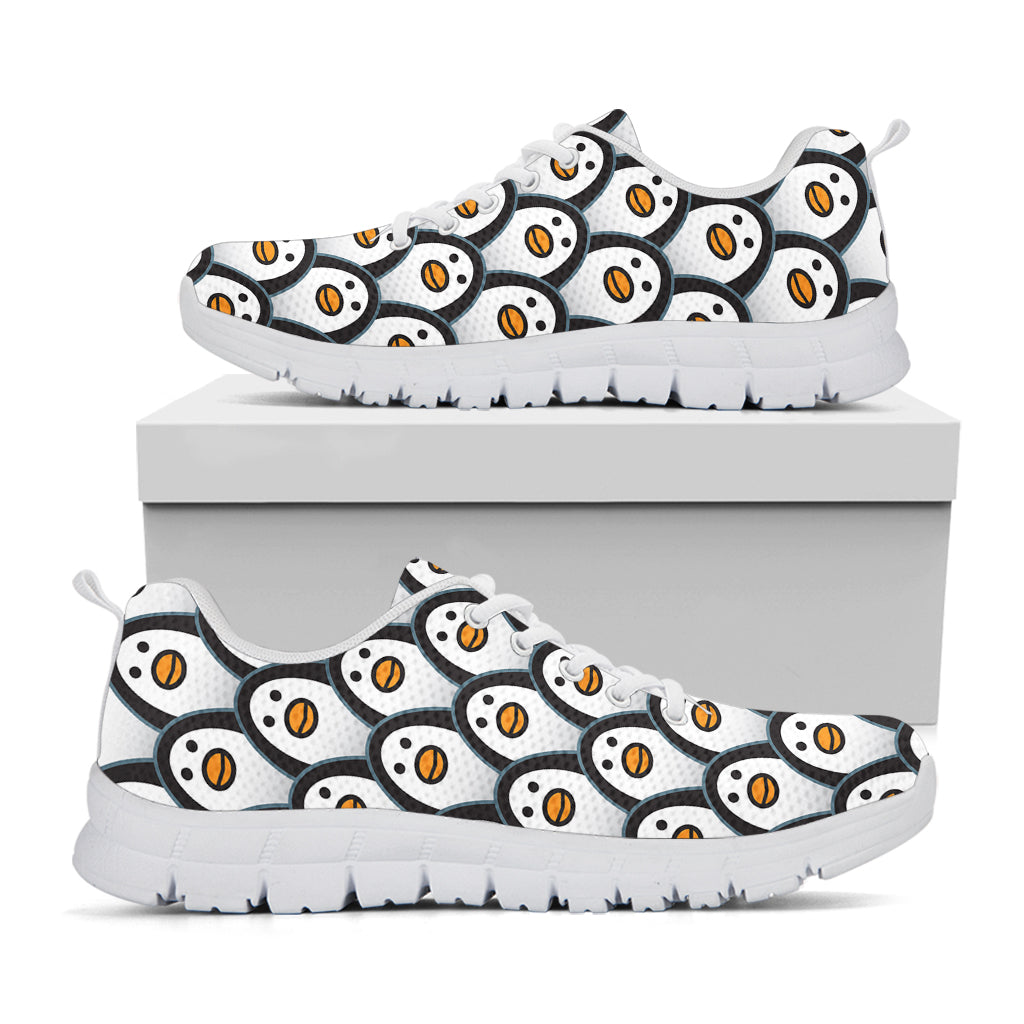 Cute Penguin Face Pattern Print White Sneakers