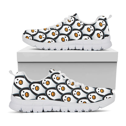 Cute Penguin Face Pattern Print White Sneakers