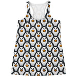 Cute Penguin Face Pattern Print Women's Racerback Tank Top