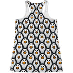 Cute Penguin Face Pattern Print Women's Racerback Tank Top
