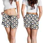 Cute Penguin Face Pattern Print Women's Shorts