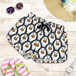 Cute Penguin Face Pattern Print Women's Shorts