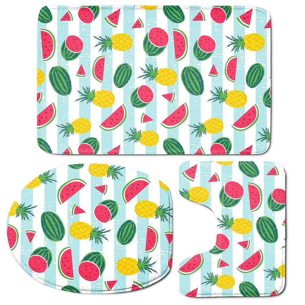 Cute Pineapple Watermelon Pattern Print 3 Piece Bath Mat Set