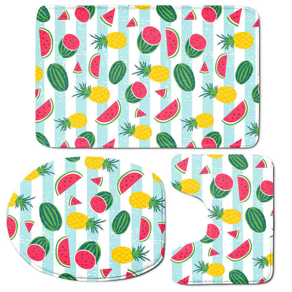 Cute Pineapple Watermelon Pattern Print 3 Piece Bath Mat Set
