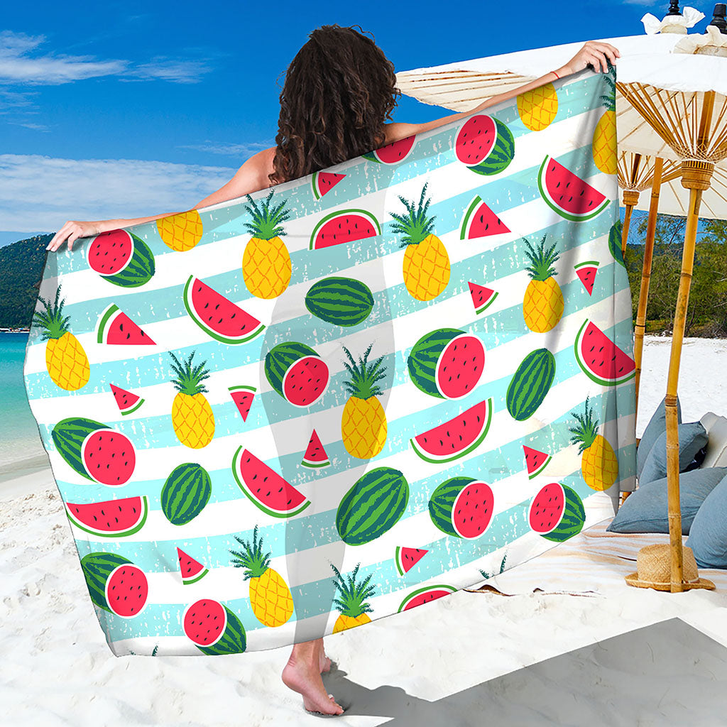 Cute Pineapple Watermelon Pattern Print Beach Sarong Wrap