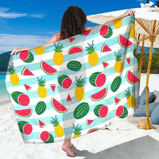 Cute Pineapple Watermelon Pattern Print Beach Sarong Wrap