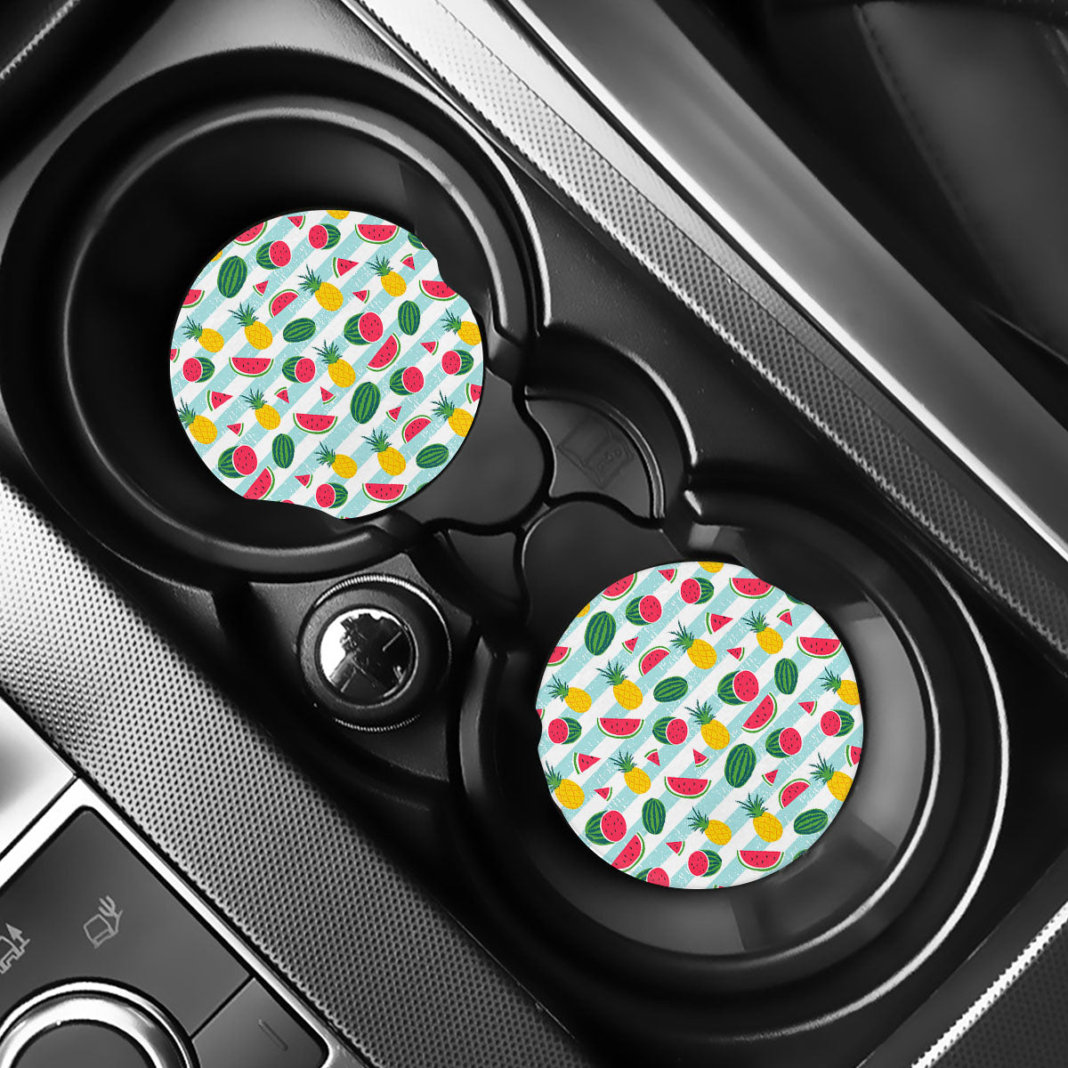 Cute Pineapple Watermelon Pattern Print Car Coasters