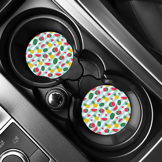 Cute Pineapple Watermelon Pattern Print Car Coasters