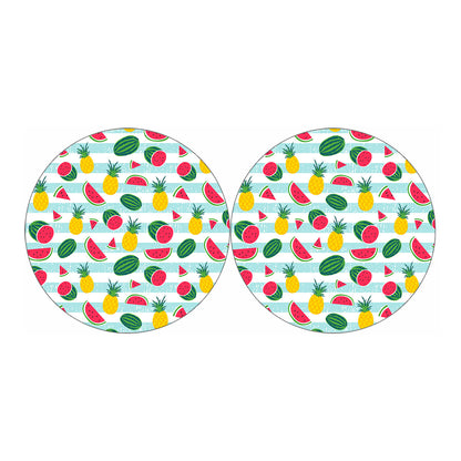 Cute Pineapple Watermelon Pattern Print Car Coasters