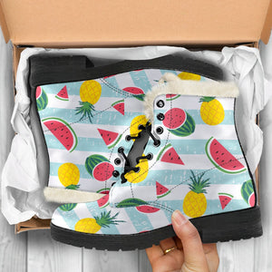 Cute Pineapple Watermelon Pattern Print Comfy Boots GearFrost