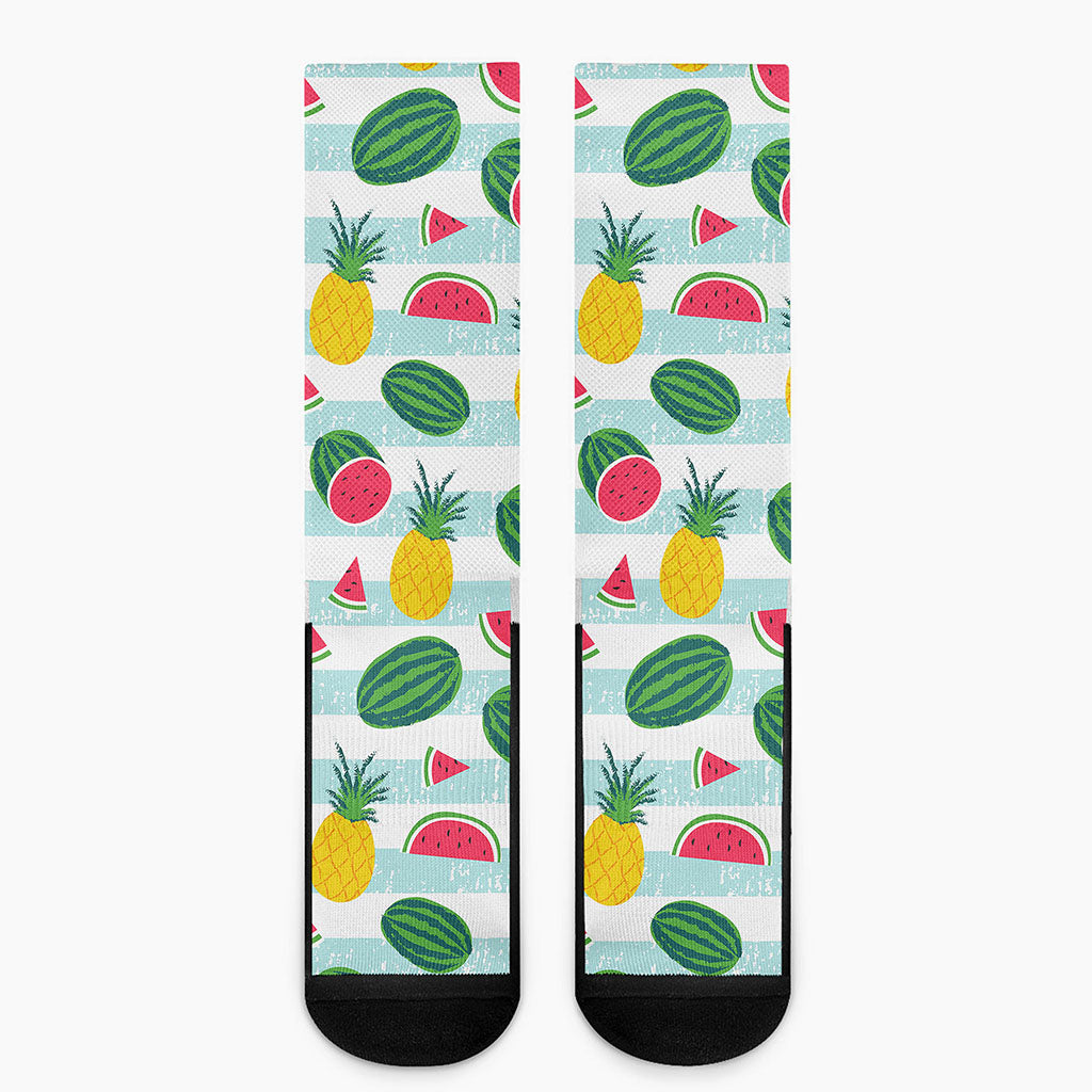 Cute Pineapple Watermelon Pattern Print Crew Socks