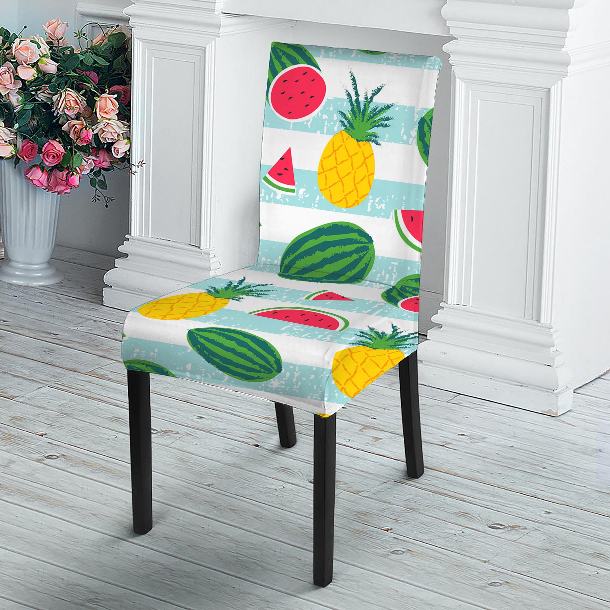 Cute Pineapple Watermelon Pattern Print Dining Chair Slipcover