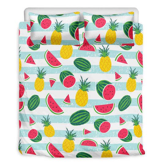 Cute Pineapple Watermelon Pattern Print Duvet Cover Bedding Set
