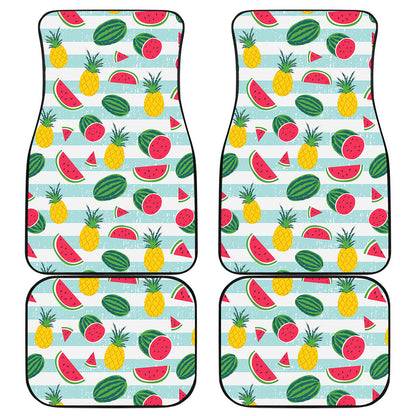 Cute Pineapple Watermelon Pattern Print Front and Back Car Floor Mats