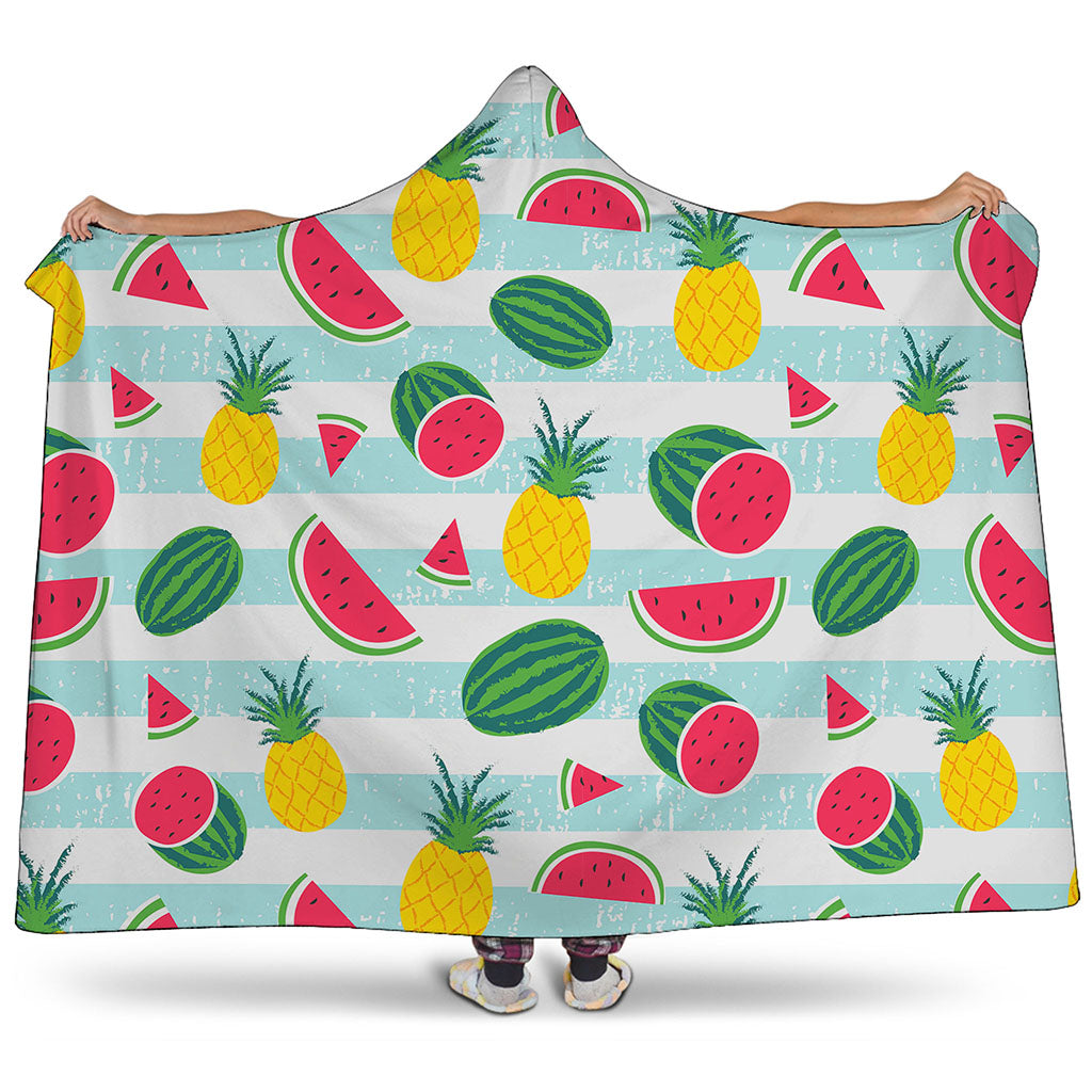 Cute Pineapple Watermelon Pattern Print Hooded Blanket