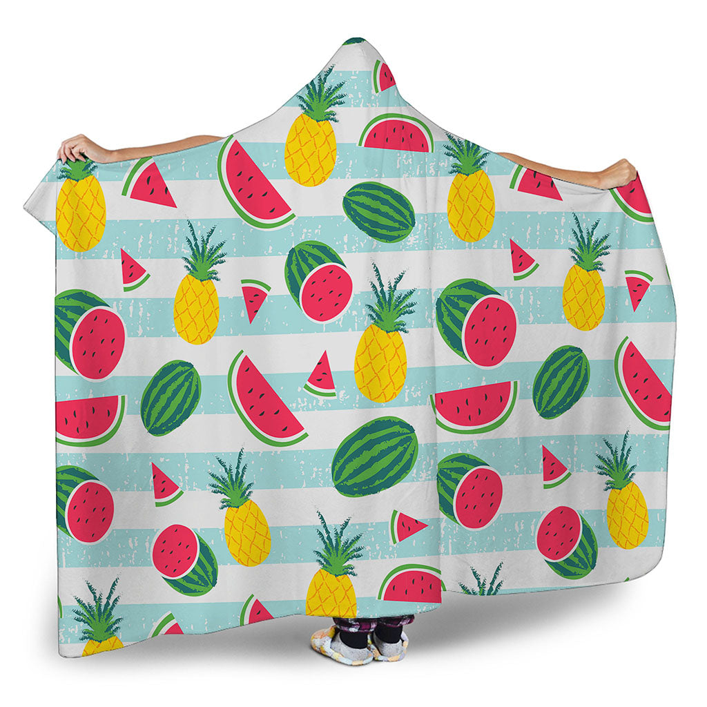 Cute Pineapple Watermelon Pattern Print Hooded Blanket