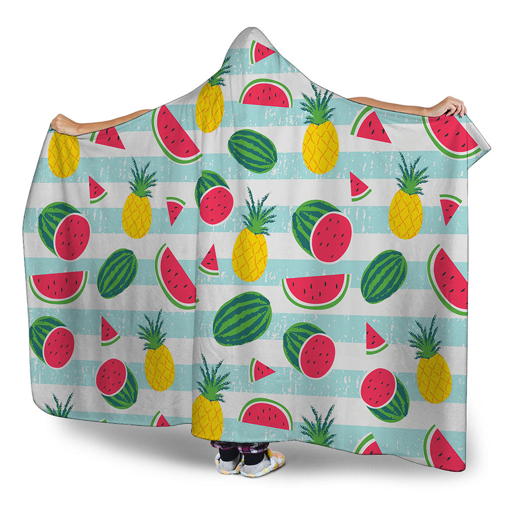 Cute Pineapple Watermelon Pattern Print Hooded Blanket