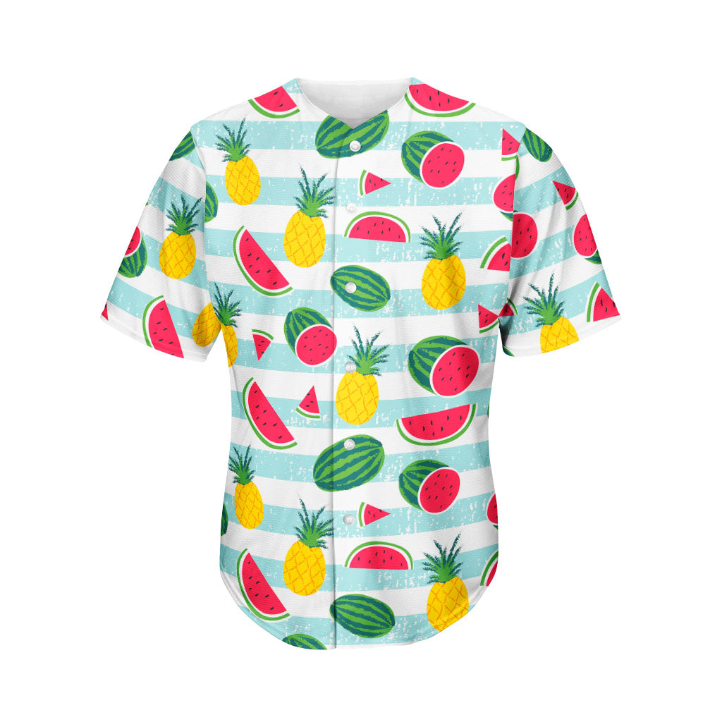 Cute Pineapple Watermelon Pattern Print Men's Baseball Jersey