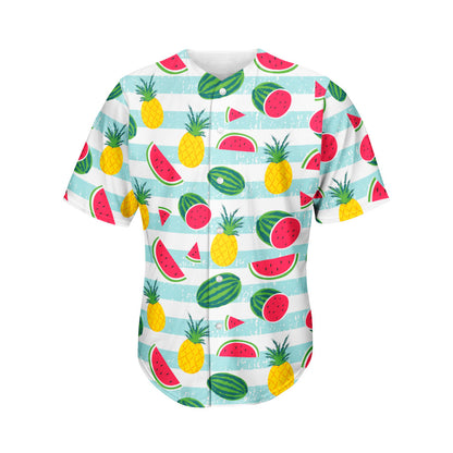 Cute Pineapple Watermelon Pattern Print Men's Baseball Jersey