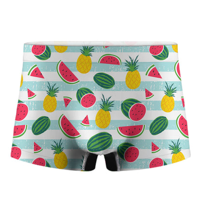 Cute Pineapple Watermelon Pattern Print Men's Boxer Briefs