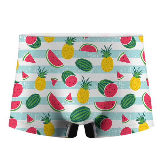 Cute Pineapple Watermelon Pattern Print Men's Boxer Briefs