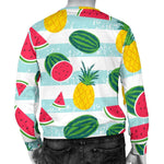 Cute Pineapple Watermelon Pattern Print Men's Crewneck Sweatshirt GearFrost