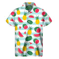 Cute Pineapple Watermelon Pattern Print Men's Short Sleeve Shirt
