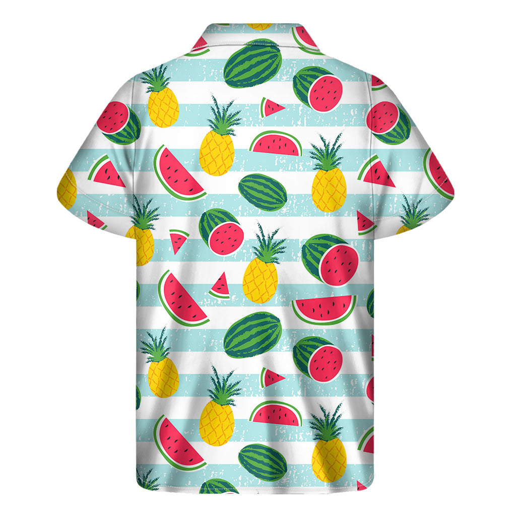 Cute Pineapple Watermelon Pattern Print Men's Short Sleeve Shirt