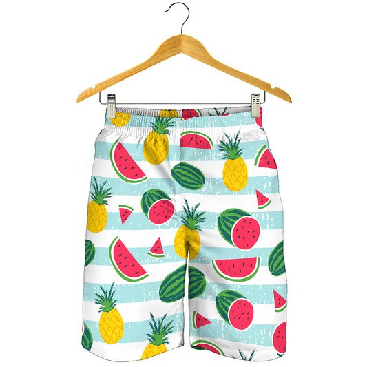 Cute Pineapple Watermelon Pattern Print Men's Shorts