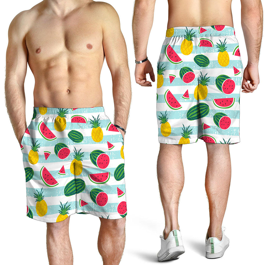Cute Pineapple Watermelon Pattern Print Men's Shorts