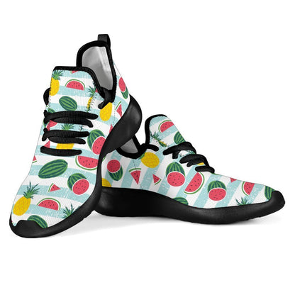 Cute Pineapple Watermelon Pattern Print Mesh Knit Shoes GearFrost
